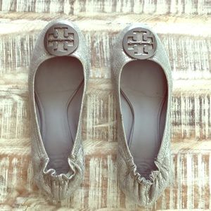 Silver Tory Burch ballet flats